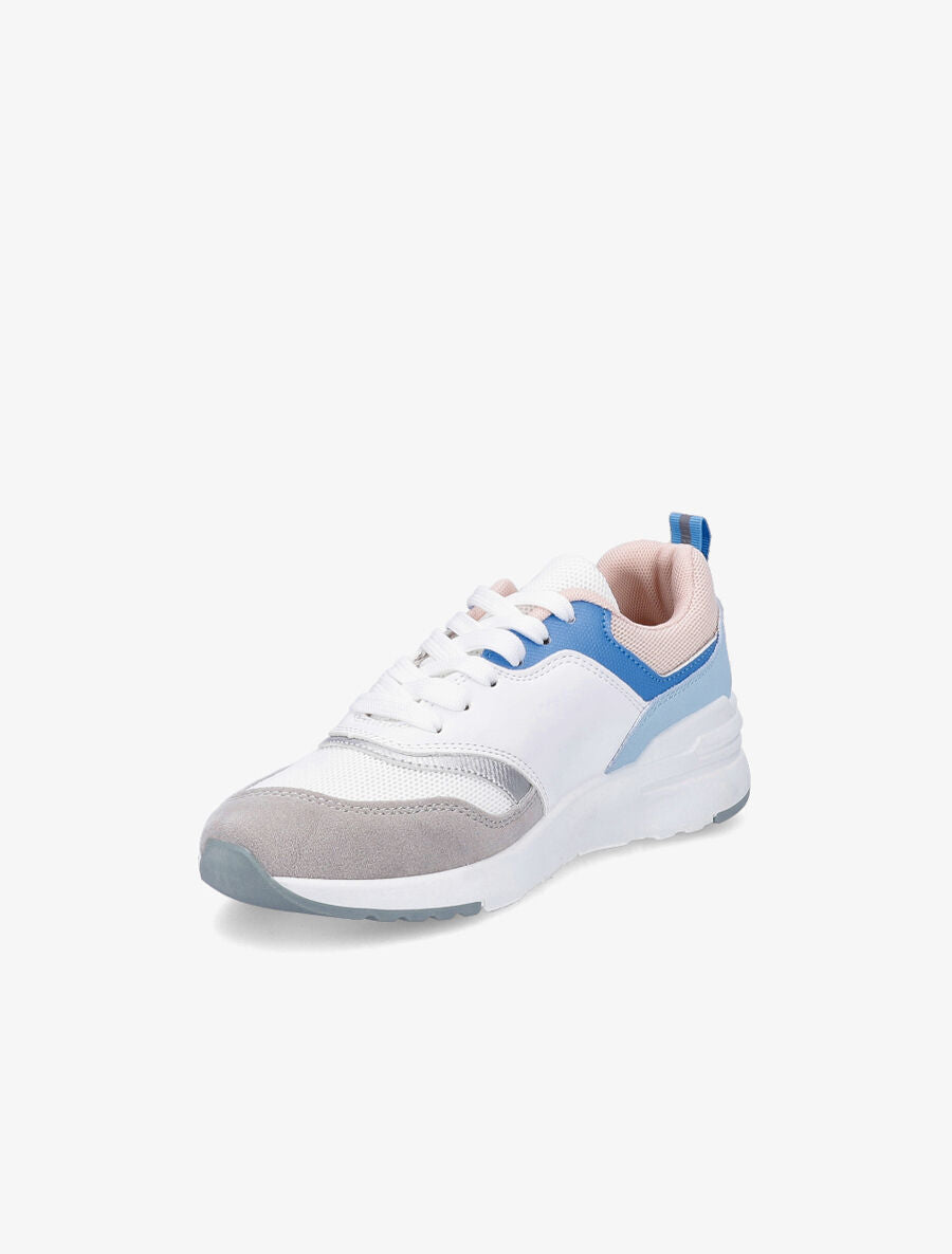 Sneakers en simili et mesh - Bleu - 3