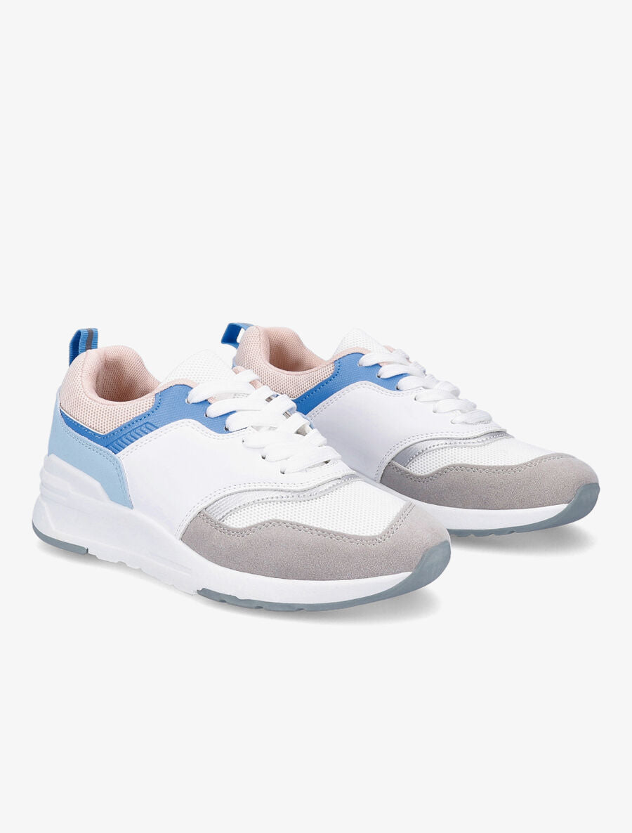 Sneakers en simili et mesh - Bleu - 4