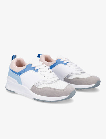 Sneakers en simili et mesh - Bleu - 4