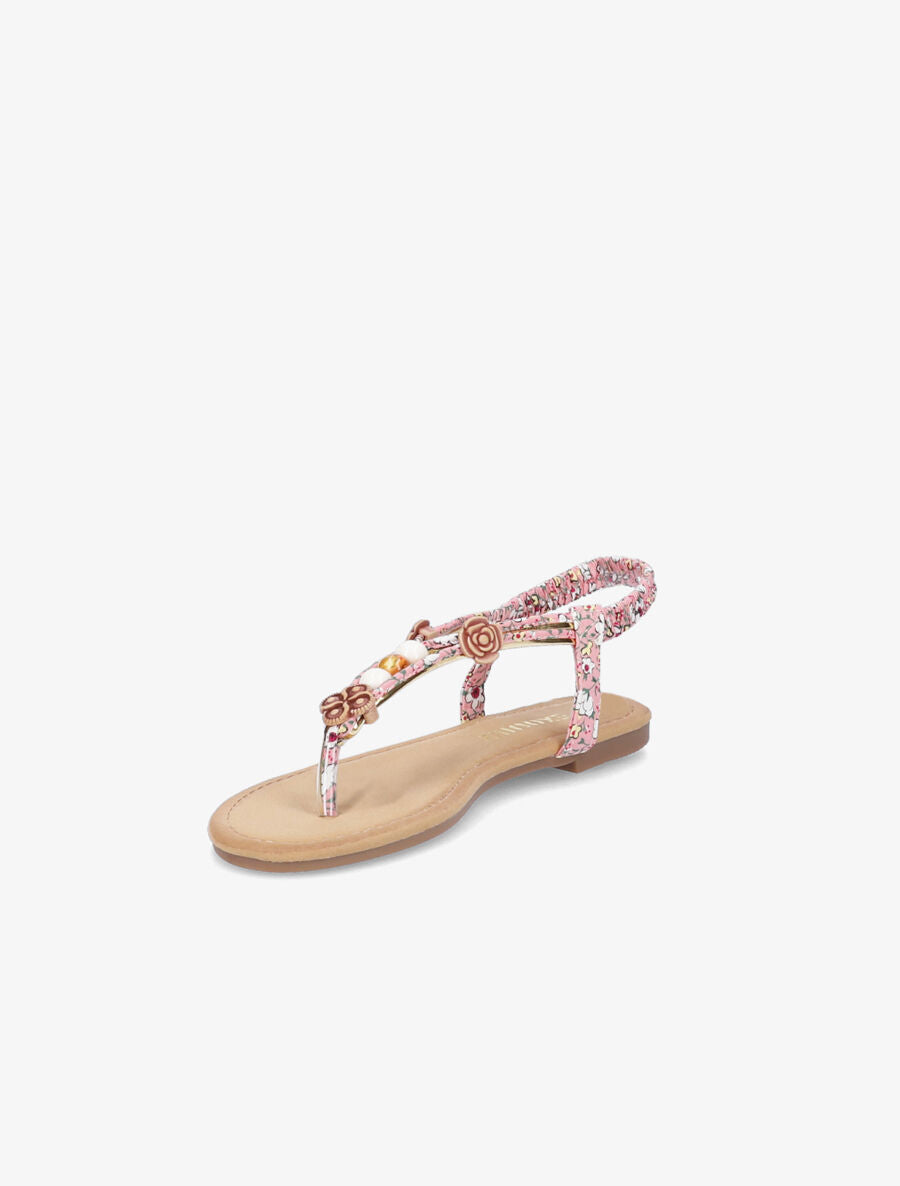 Nu-pieds fleuris à perles - Rose - 2