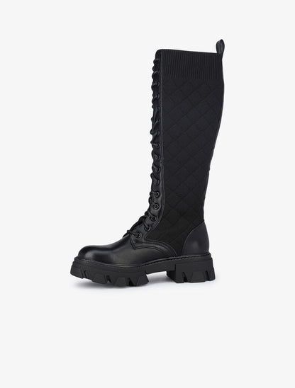 Bottes matelassées à lacets style rangers - Noir - 3