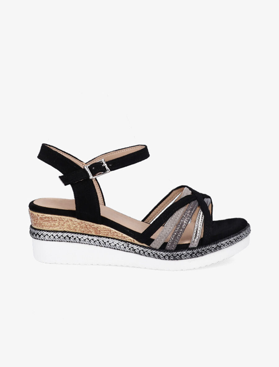 Sandales compensées à brides croisées - Noir - 5