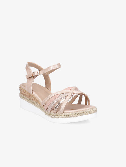 Sandales compensées à brides croisées - Rose - 2