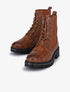 Bottines à lacets effet croco - Camel - 5