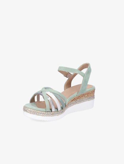 Sandales compensées à brides croisées - Vert - 3