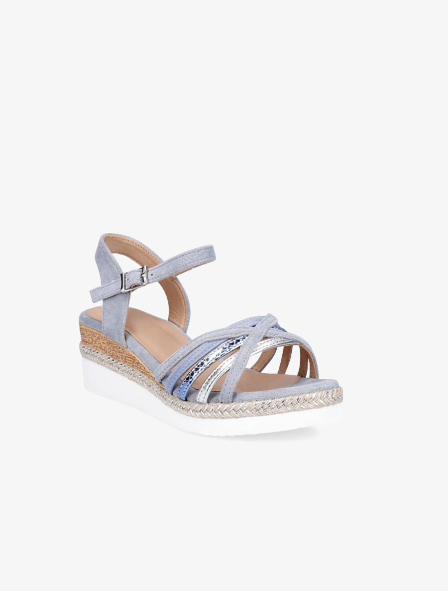 Sandales compensées à brides croisées - Bleu - 2