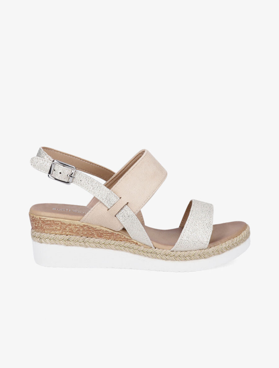 Sandales compensées irisées - Beige - 1