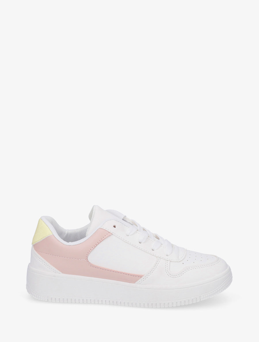 Sneakers à blocs colorés - Blanc/rose - 1