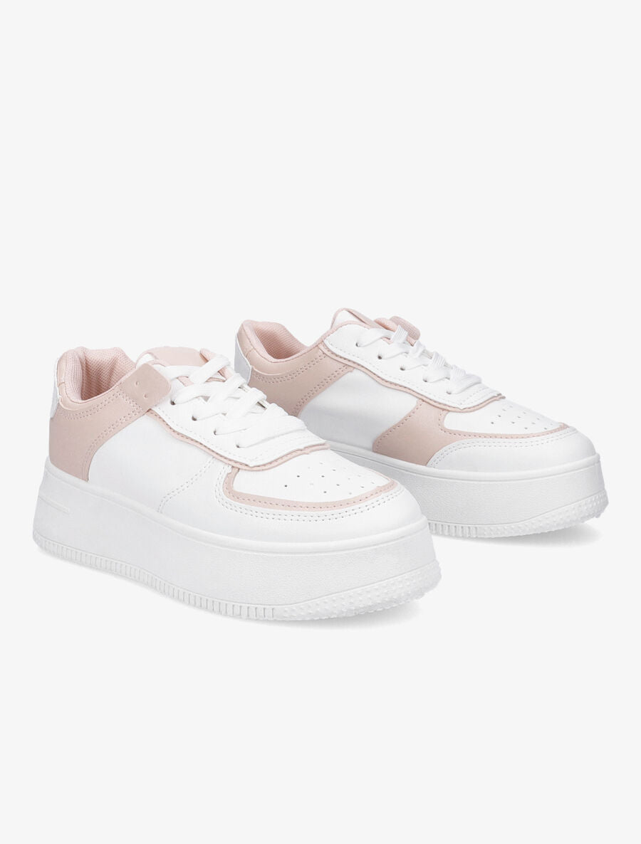 Sneakers à semelle à plateforme - Rose - 4