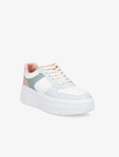 Sneakers en simili à plateforme - Vert - 2