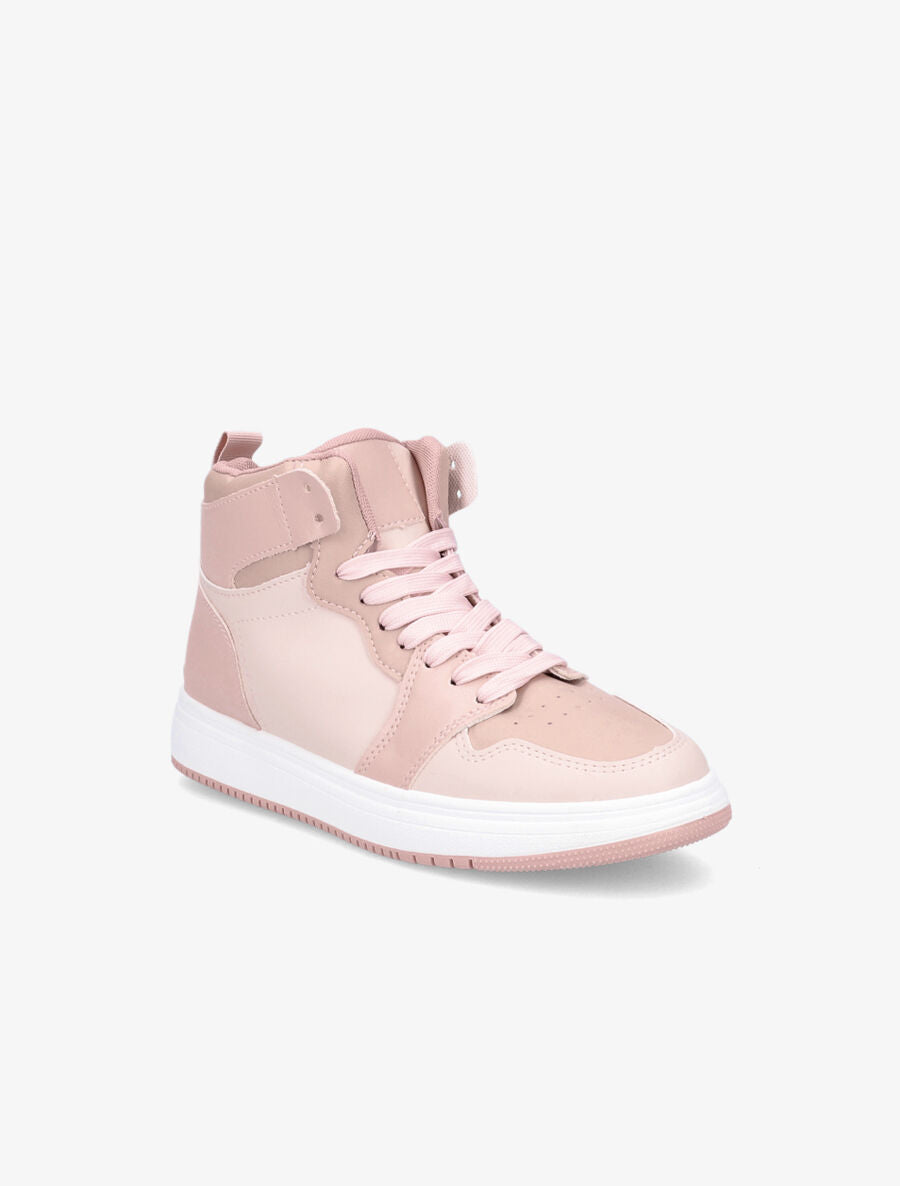 Sneakers montantes en simili - Rose - 2