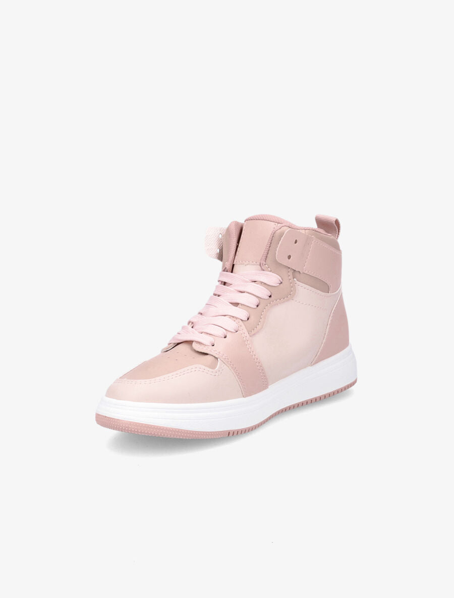 Sneakers montantes en simili - Rose - 3