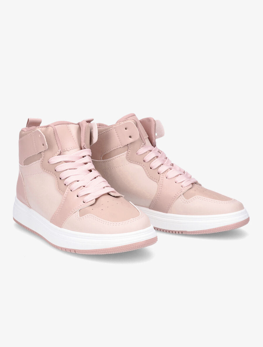 Sneakers montantes en simili - Rose - 4