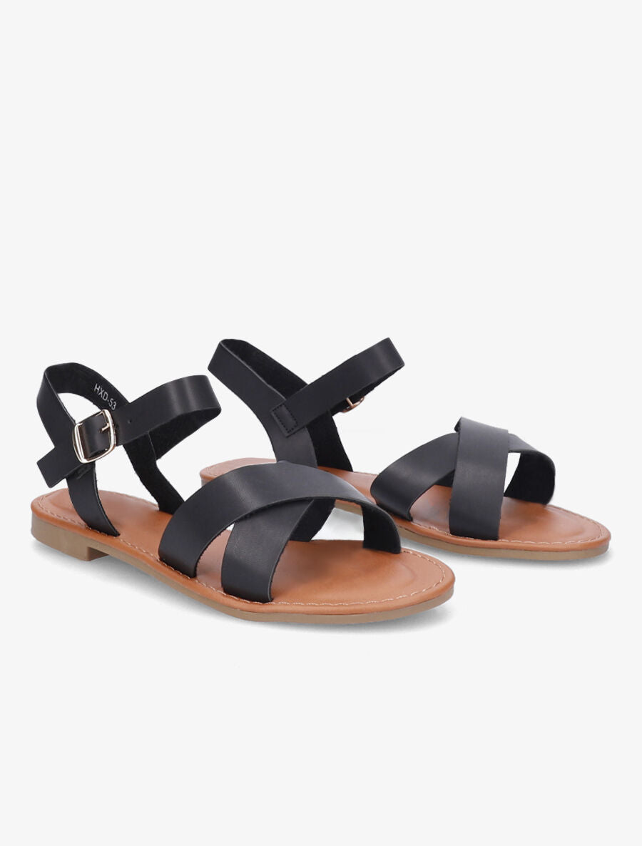 Nu-pieds à brides croisées - Noir - 5