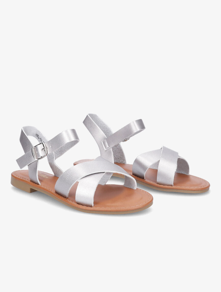 Nu-pieds à brides croisées - Argent - 4