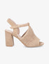 Sandales à talons en suédine ajourées - Beige - 1