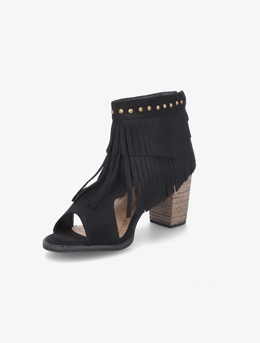 Sandales à franges et clous - Noir - 3