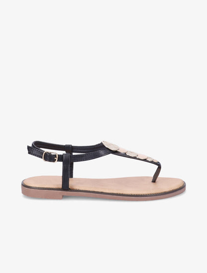 Nu-pieds à médailles métalliques - Noir - 2