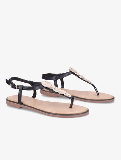 Nu-pieds à médailles métalliques - Noir - 5