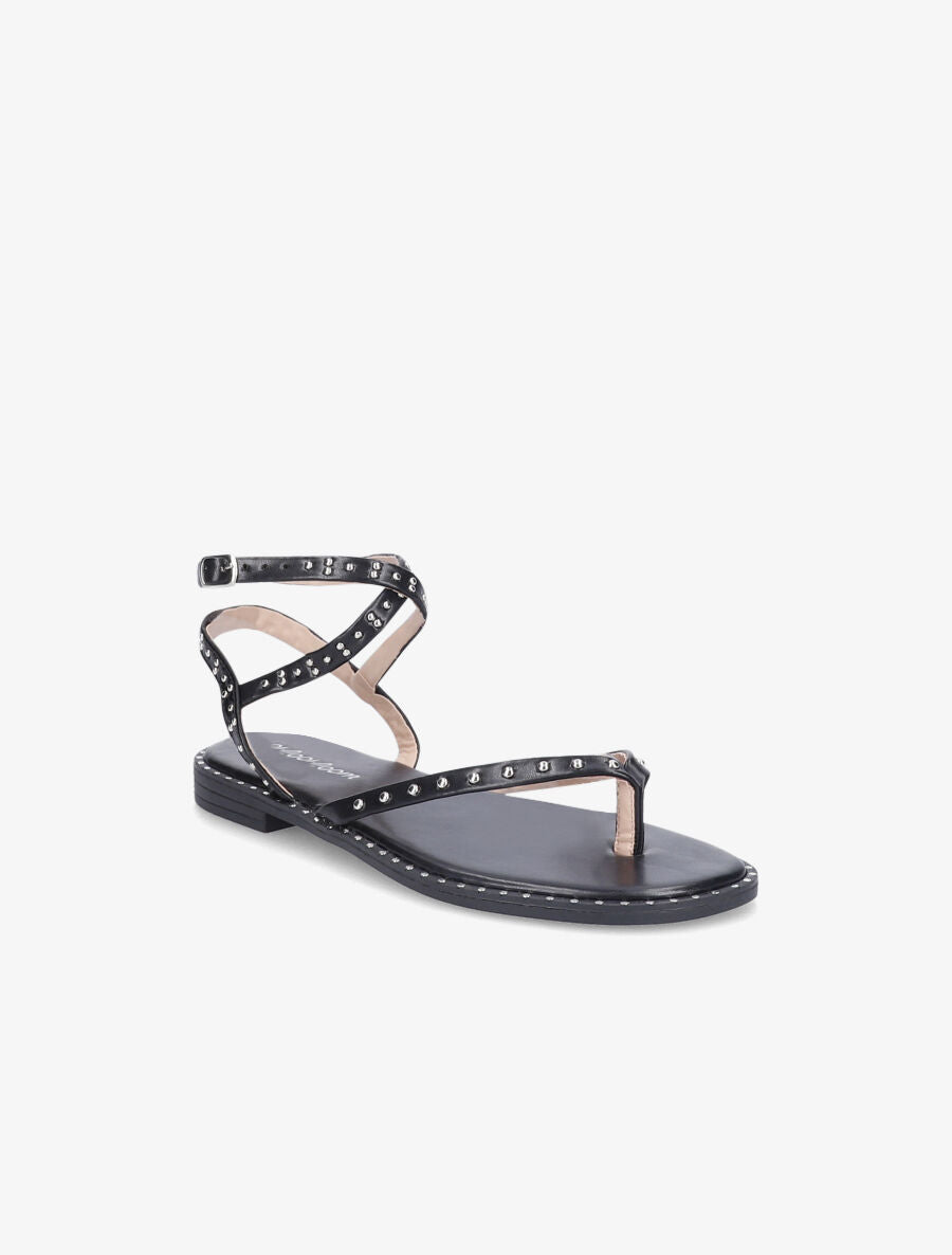 Nu-pieds à tour de cheville clouté - Noir - 6