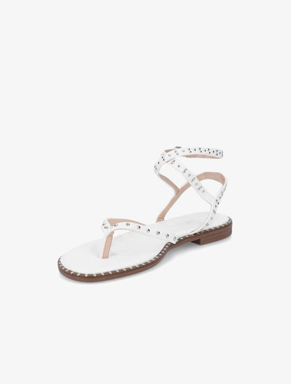 Nu-pieds à tour de cheville clouté - Blanc - 3