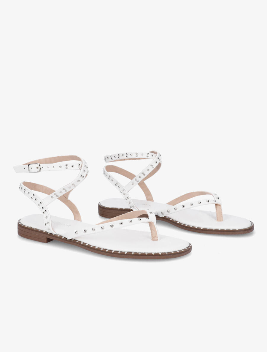 Nu-pieds à tour de cheville clouté - Blanc - 4