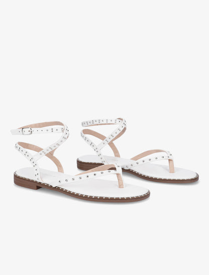 Nu-pieds à tour de cheville clouté - Blanc - 4