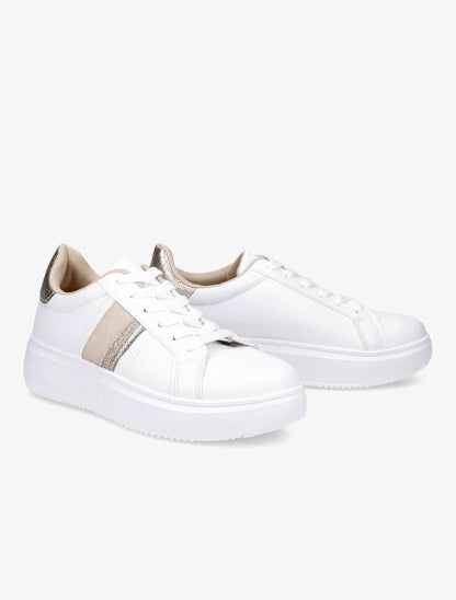 Baskets à détail paillettes et irisées - Beige - 4