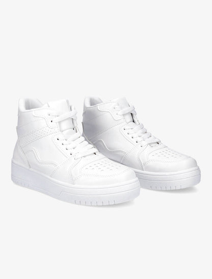 Sneakers montantes en simili - Blanc - 4