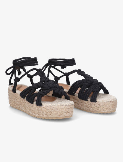 Sandales style corde à plateforme - Noir - 4