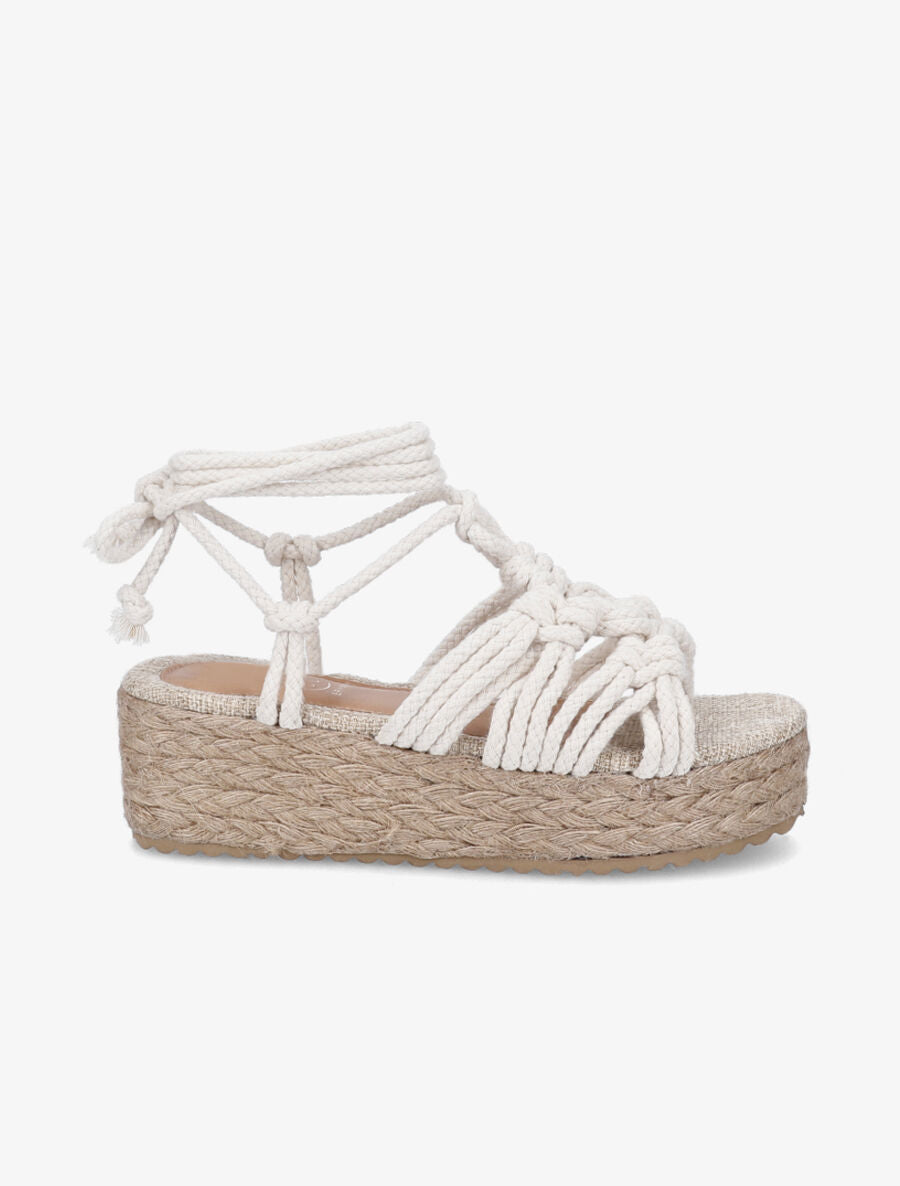 Sandales style corde à plateforme - Beige - 1