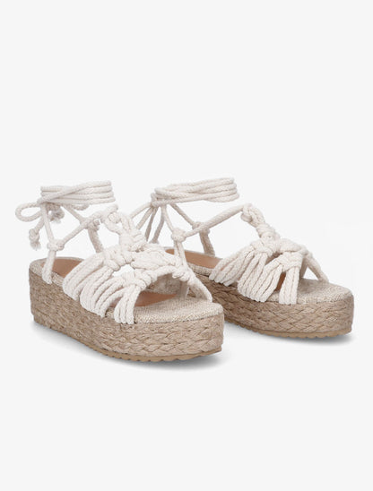 Sandales style corde à plateforme - Beige - 4