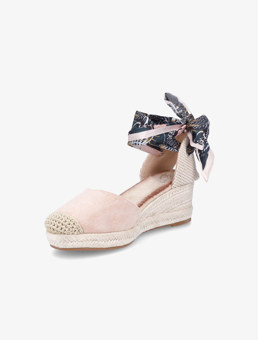 Sandales en suédine à tour de cheville en foulard - Rose - 3