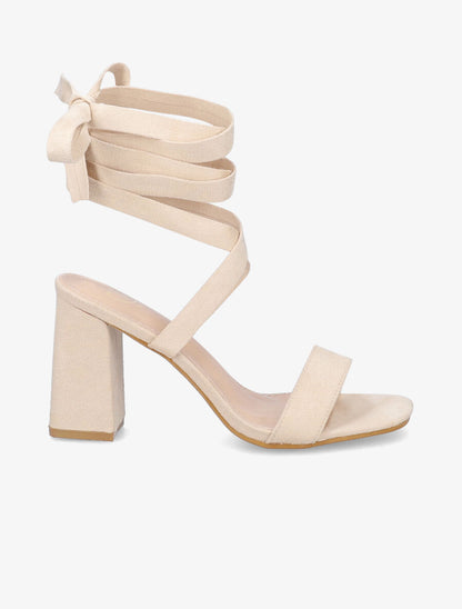 Sandales à bride simple et liens à nouer - Beige - 5