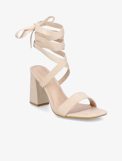 Sandales à bride simple et liens à nouer - Beige - 3
