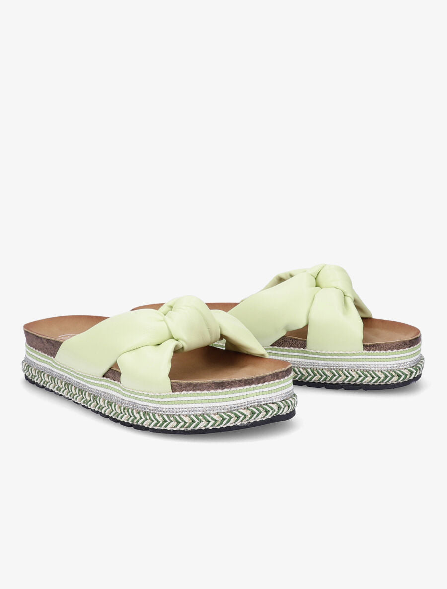Claquettes à noeud et semelle plateforme stylisée - Vert - 4