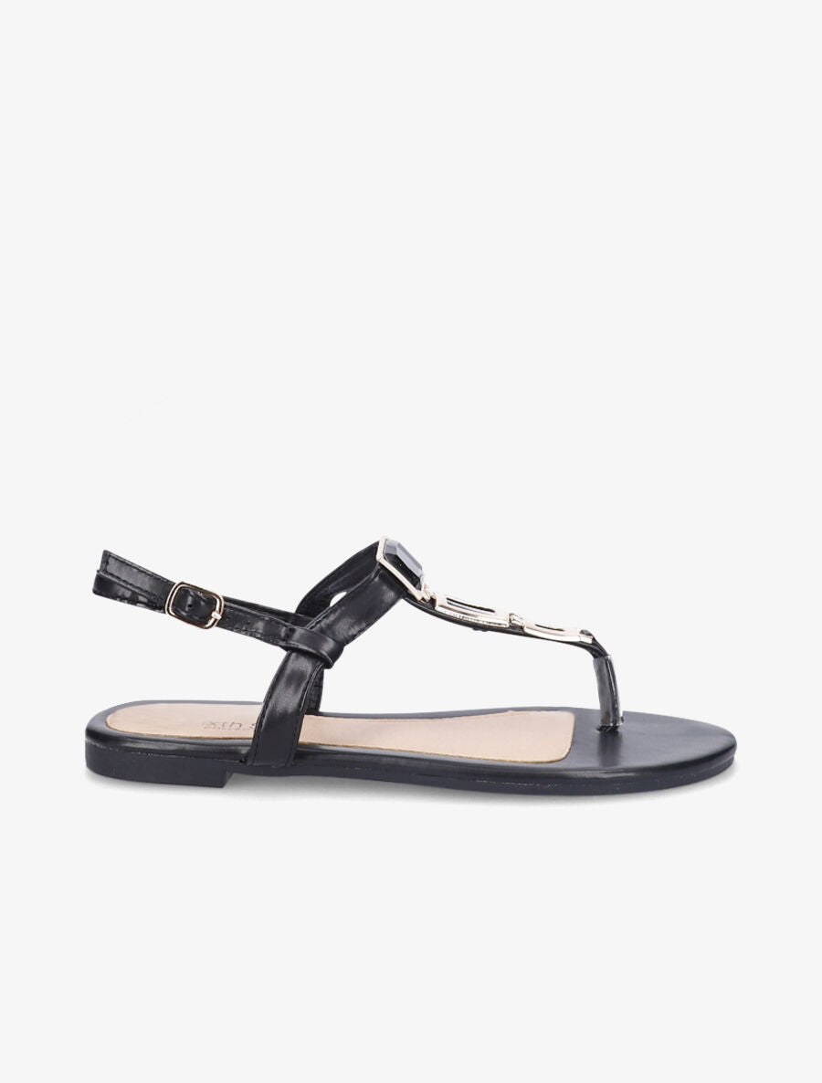 Nu-pieds en simili à bijou - Noir - 3