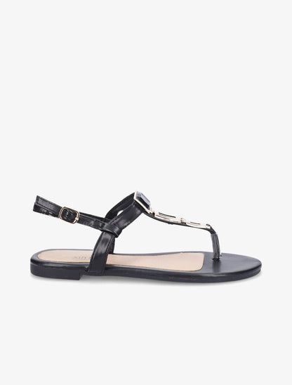 Nu-pieds en simili à bijou - Noir - 3