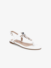 Nu-pieds en simili à bijou - Blanc - 5