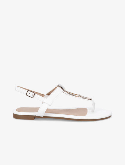 Nu-pieds en simili à bijou - Blanc - 2