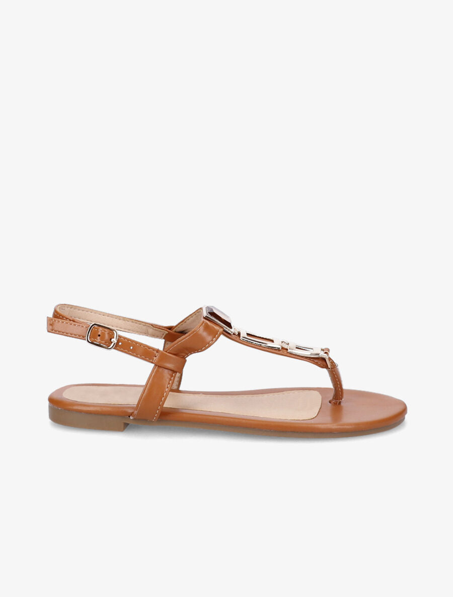 Nu-pieds en simili à bijou - Camel - 2