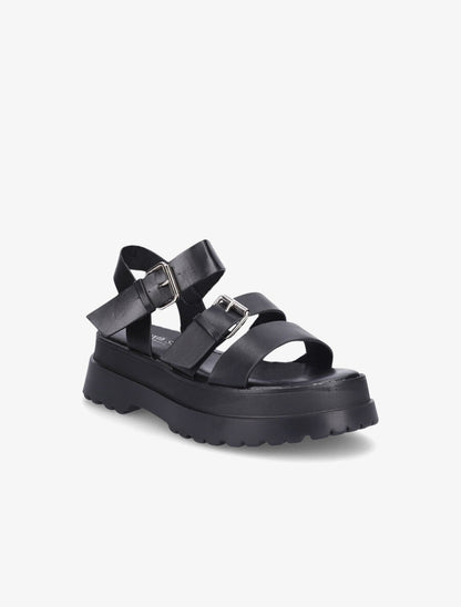 Nu-pieds à plateforme en simili - Noir - 2