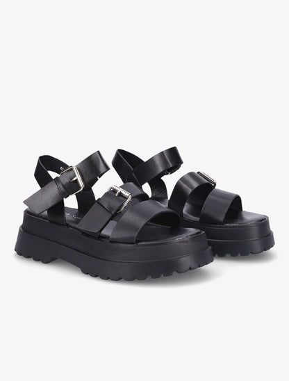Nu-pieds à plateforme en simili - Noir - 4