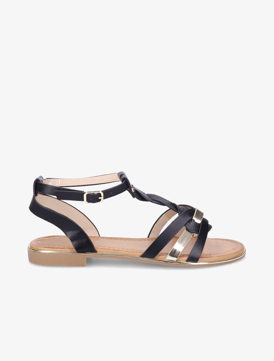 Nu-pieds en simili à bride irisée et effet python - Noir - 3