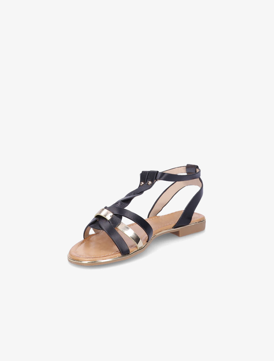 Nu-pieds en simili à bride irisée et effet python - Noir - 4