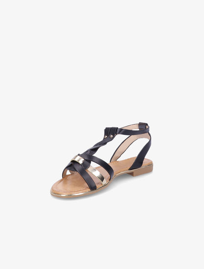 Nu-pieds en simili à bride irisée et effet python - Noir - 4