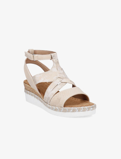 Sandales compensées à ganse stylisée - Beige - 2