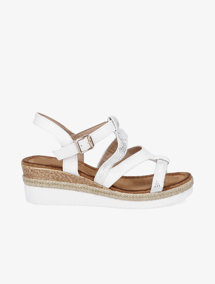 Sandales compensées à brides irisées style python - Blanc - 5