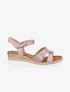 Sandales compensées à bride effet python irisé - Rose - 1