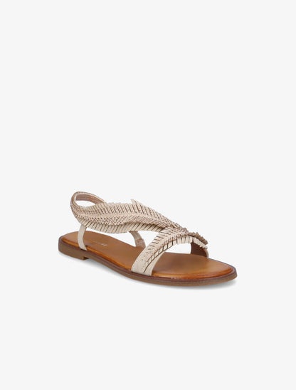 Nu-pieds à franges effet plume stylisée - Beige - 2